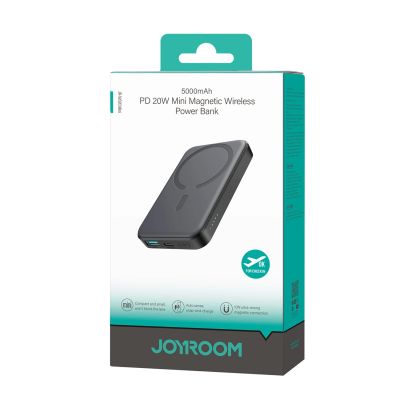 7. Powerbank Joyroom JR-W020 Mini 5000mAh USB-A USB-C inductive 20W - black + USB-C / USB-C cable