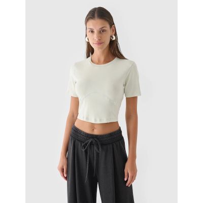 2. Women's crop top slim plain 4F 4FRAW24TTSHF2581-47S