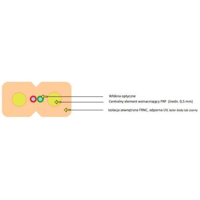 2. EmiterNet universal optical cable flat drop FRP JV(ZN)H 2E 9/125 G.657A1 Z043B LSZH (2000m reel) black