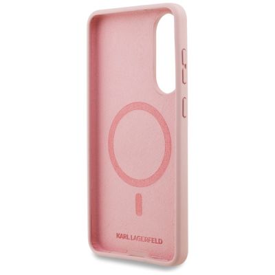 7. Karl Lagerfeld Silicone Nauble Heads And Circle MagSafe Case for Samsung Galaxy S25 Edge - Pink