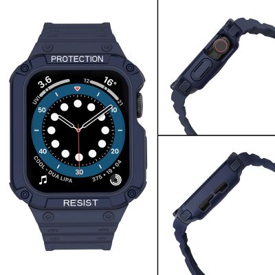 4. Protect Strap Band for Apple Watch 42/44/45mm Armored Case Strap - Blue
