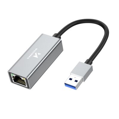2. Wozinsky WAU-45A Ethernet Network Adapter Gigabit RJ45 1000 Mb/s USB-A LAN Network Card - Gray