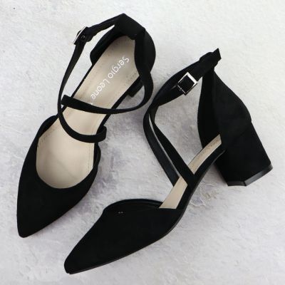 6. Sergio Leone SK-830 women's black block heel sandals