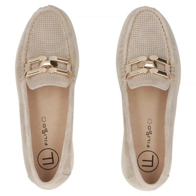 5. Beige leather wedge loafers Filippo DP7652