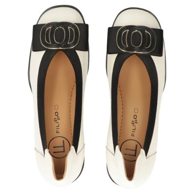 5. Beige patent leather pumps on a block heel Filippo DP6960