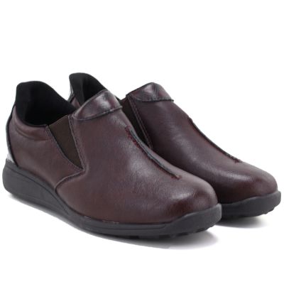 4. Women’s Burgundy Leather Wedge Shoes M.Daszyński SFY2647-5