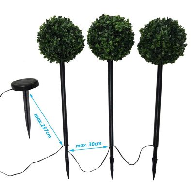 10. SET OF SOLAR LAMPS 3 BOXWOOD BALLS 27 LED