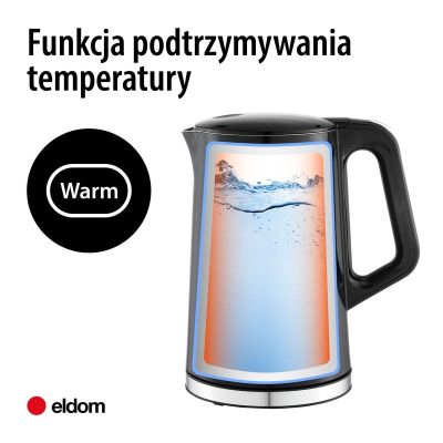 12. ELDOM CORDLESS KETTLE WITH TEMPERATURE CONTROL C540 JETTY 1.7 L 2200W BLACK