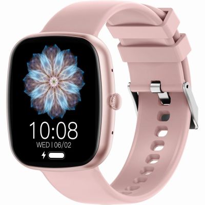 4. GRAVITY GT18-2 Women's Smartwatch Pink Silicone Strap + White Strap