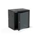 19" 12U 600x450 wall-mounted cabinet, (double-section option), single-leaf glass door, removable full rear cover, removable full side covers, lockable, 4 beams, black, for self-assembly - Flat Pack, ALANTEC