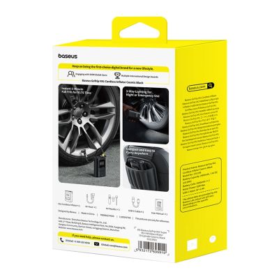 6. Baseus GoTrip VA1 Super Mini Wireless Air Compressor with 3 Tips - Black