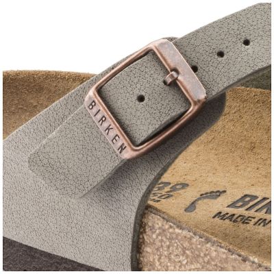 6. Birkenstock Gizeh Birko-Flor Nubuck Stone Regular Women's Flip-Flops Gray-Beige Wide (43391)