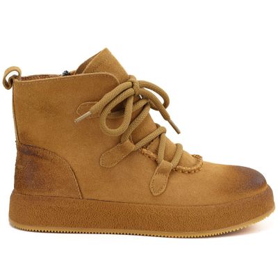 2. Women's leather ankle boots with a thick sole, camel Artiker 55C1008