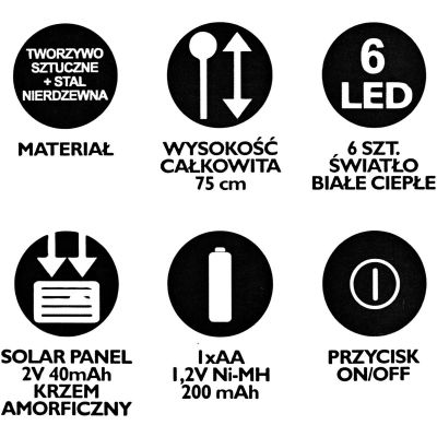 5. SOLAR LAMP DANCING IN THE WIND, COLORFUL BALLS, 6 LEDS, 75CM XXL