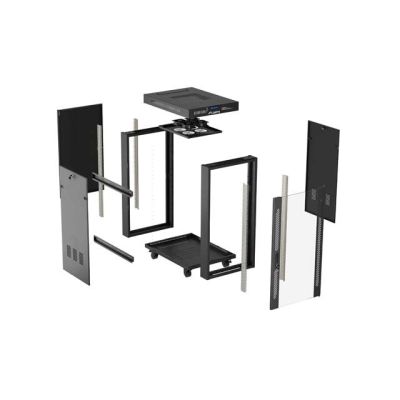 3. LANBERG FLOOR RACK CABINET 19" 24U 600X800 BLACK GLASS DOOR LCD (FLAT PACK) V2