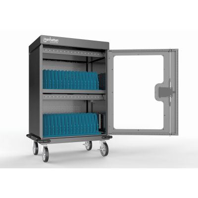 2. Manhattan 102353 Mobile Device Cabinet, Mobile Device Management Cart, Grey