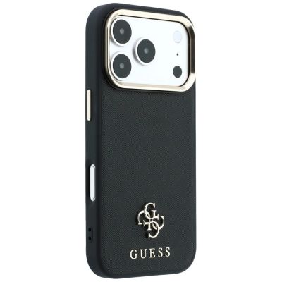 4. Guess Saffiano Small 4G & Classic Logo MagSafe Case for iPhone 17 Pro Max / 18 Pro Max - Black
