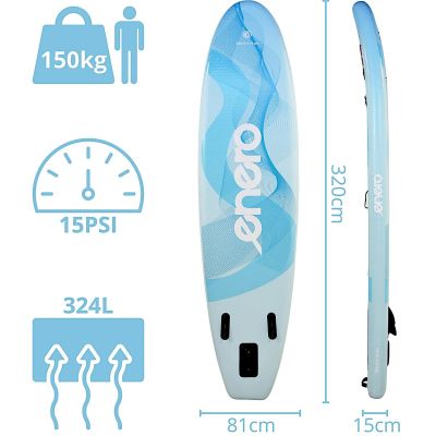 36. SET - 150KG INFLATABLE SUP BOARD ENERO 320x81x15CM