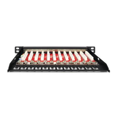 4. Digitus Patch Panel CAT 6A Slim, Shielded, 12-Port, 0.5U, 10", Black