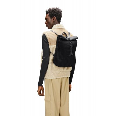 7. Rains Rolltop Rusksack Mesh Mini Black W3 Backpack 13350 01