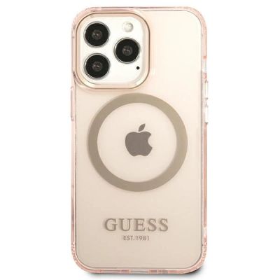 3. Guess GUHMP13LHTCMP iPhone 13 Pro / 13 6.1" pink/pink hard case Gold Outline Translucent MagSafe