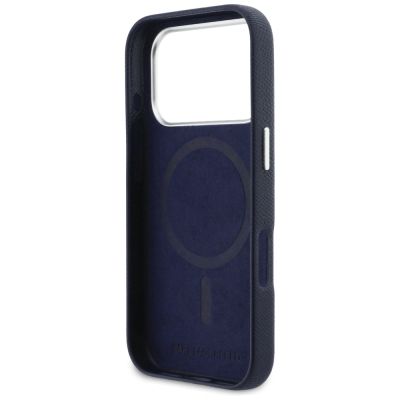 7. Karl Lagerfeld Karl & Choupette Head Pins Saffiano MagSafe Case for iPhone 17 Pro Max - Blue