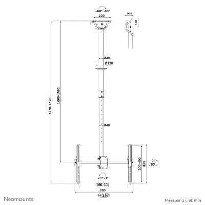 16. Ceiling mount for 37-70 inch TV, model CL35-440BL16L Neomounts