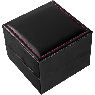 Watch box made of eco-leather, black and red, PBES-1