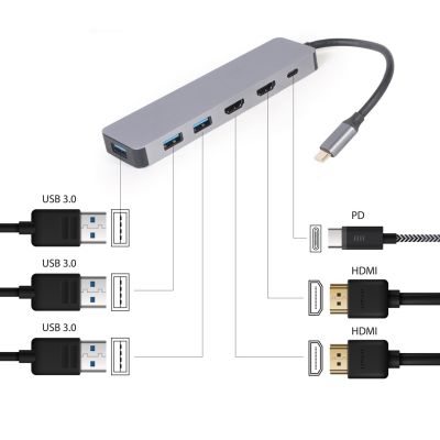 GEMBIRD MULTI ADAPTER USB TYPE-C 3IN1 SILVER HUB USB, HDMI, PD (100W)