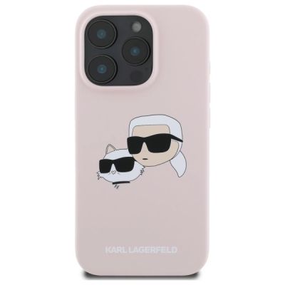 3. Karl Lagerfeld Silicone Nauble Heads Print MagSafe Case for iPhone 16 Pro Max - Pink