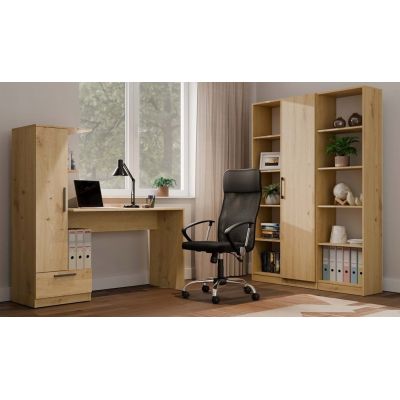 10. COSMO OAK ARTISAN Desk + Shelf Set