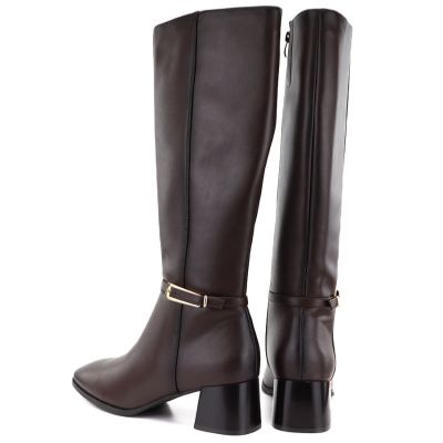 5. Women's brown leather high-heeled boots Sergio Leone KZ-31-S
