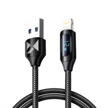 USB-A Cable - Lightning Wozinsky WUALC1 with LED Display 2.4A 1m - Black