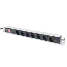 Digitus PDU 19" Rackmount Power Strip, 7x Schuko sockets, 2.0m, 1x Unischuko plug, 16A, on/off, overload protection, aluminum profile