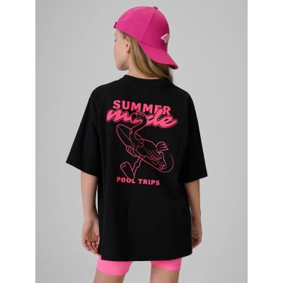 2. Girls' loose T-shirt with print 4F 4FJRSS26TTSHF3910-20S