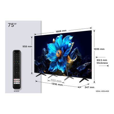 2. TCL 75P79K QLED 75" 4K Ultra HD Google TV Dolby Atmos DVB-T2 Metallic