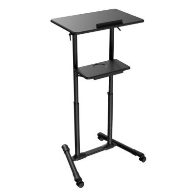 4. Gembird Mobile Stand with Height-Adjustable Wheels, Black