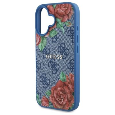 6. Guess GUHMP16SP4ROPEMCB iPhone 16 6.1" blue/blue hardcase 4G Flowers Print MagSafe