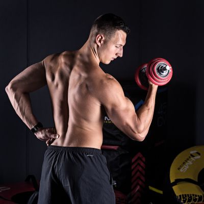 13. Rubber-coated dumbbells HMS SGGX20 with a 20kg barbell function