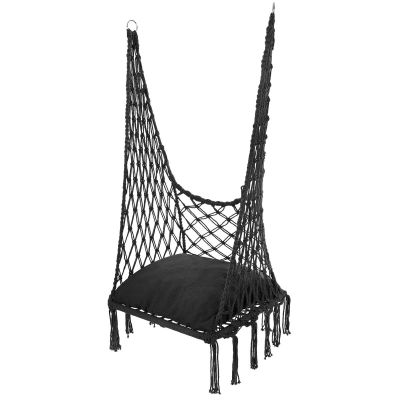 10. OPENWORK HAMMOCK HANGING CHAIR STORK'S NEST 60x60x115CM WITH PILLOW DARK GREY