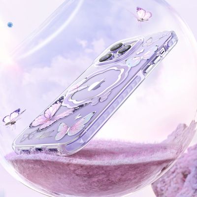 4. Kingxbar Butterfly Series magnetic case for iPhone 14 Plus MagSafe case with butterflies pink