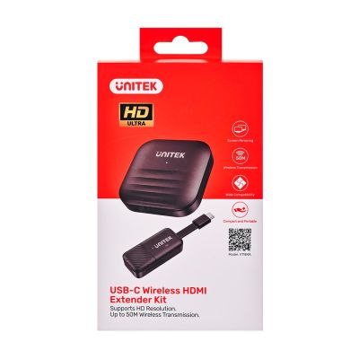 5. UNITEK WIRELESS HDMI TRANSMITTER UP TO 50M, USB-C, BLACK