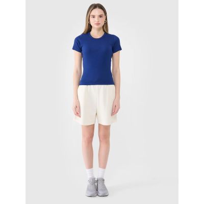 5. Women's slim ribbed t-shirt 4F 4FWSS25TTSHF1968-30S