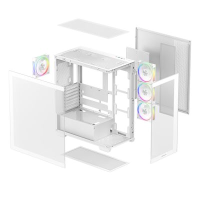 7. DeepCool CG580 4F V2 Midi Tower PC Case, White, R-CG580-WHADA4-G-2