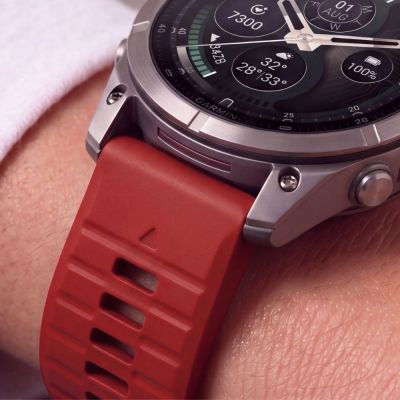 6. Tech-Protect Silicone Strap for Garmin Fenix 5 / 6 / 6 Pro / 7 / 8 / 8 Pro / E / 9 / 9 Pro (51 mm) – Red