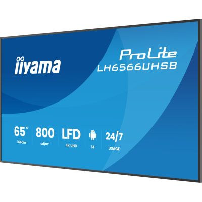 7. iiyama LH6566UHSB-B1AG signage display Flat panel Digital Signage 165.1 cm (65") LCD Wi-Fi 800 cd/m2 4K Ultra HD Black Built-in processor Android 24/7