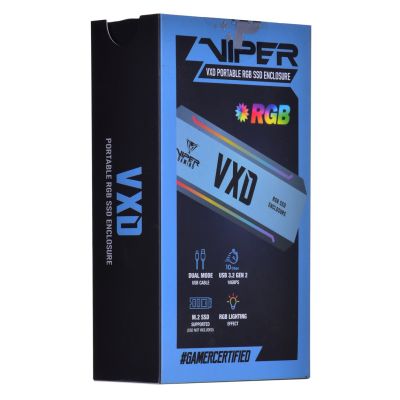 7. PATRIOT VXD SSD Enclosure USB3.2 M.2 NVMe 1.3 up to 2TB Aluminum RGB