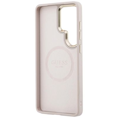 7. Guess Saffiano Peony Embossed Ring MagSafe Case for Samsung Galaxy S26 Ultra - Pink