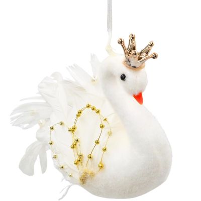 8. SWAN DECORATIVE HANGING BAUBLE 17CM GOLDEN WINGS