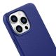 8. iCarer Litchi Premium Leather Case iPhone 14 Pro Max Magnetic Leather Case with MagSafe Dark Blue (WMI14220712-DB)